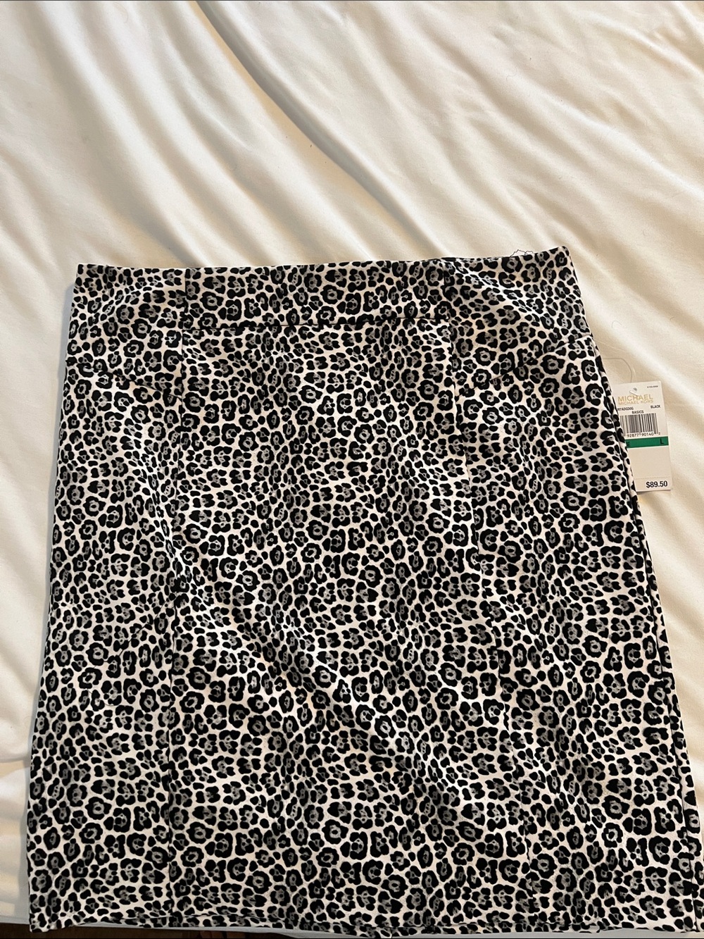 Michael Kors Black and White Leopard-Print Pencil Skirt